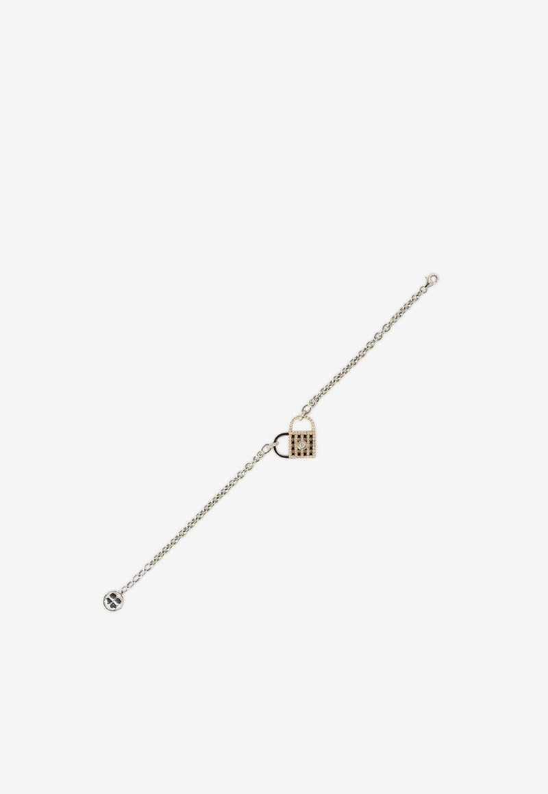 Djihan Unlock My Heart 18-karat White and Yellow Gold Diamond Paved Bracelet Silver Bra-398