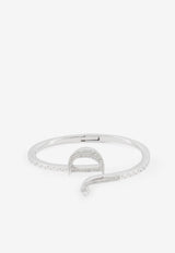 Djihan D Shaped Diamond Bracelet in 18-karat White Gold Silver Bra-490