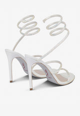 Rene Caovilla Cleo 105 Wraparound Satin Sandals Ivory C10416-105-R001X318 IVORY SATIN/TRANS STRASS