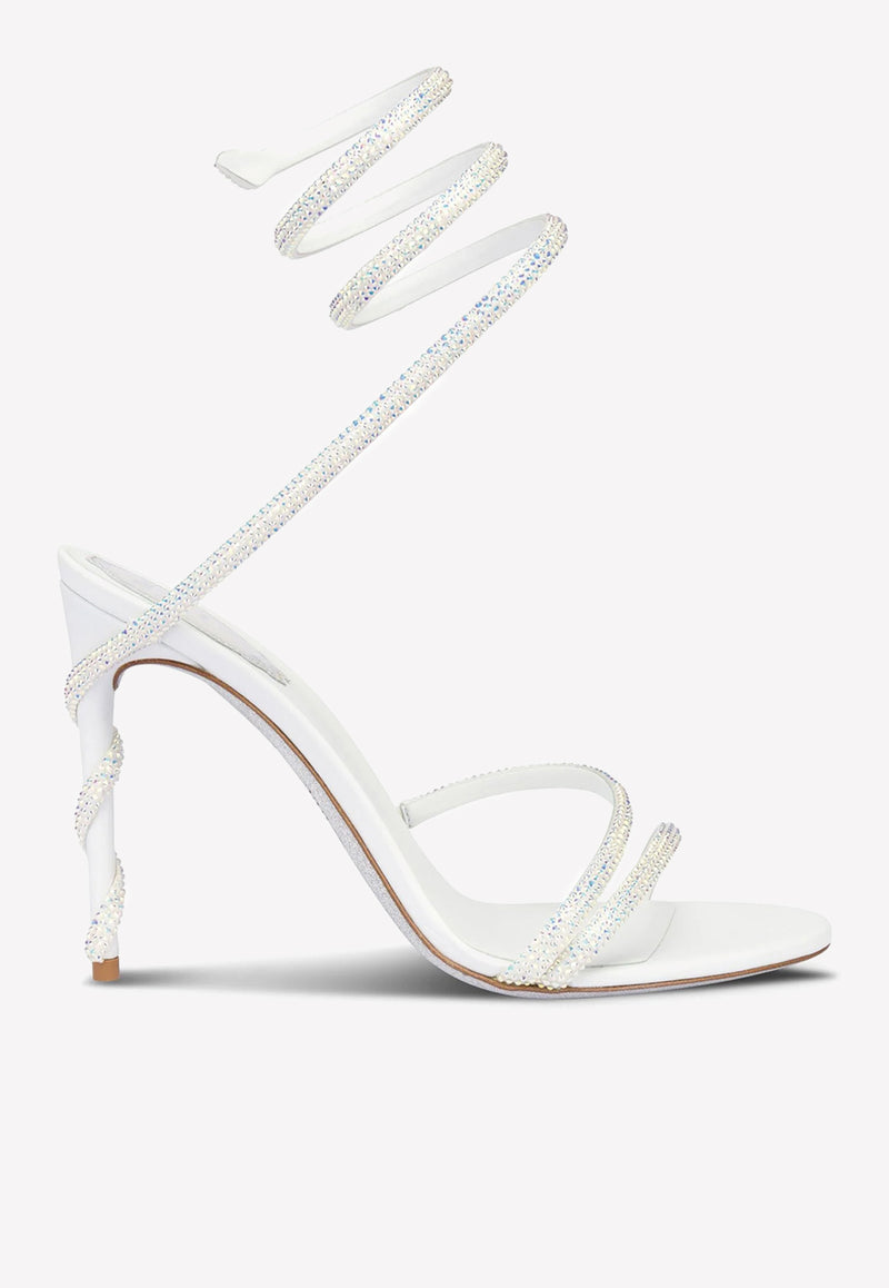 Rene Caovilla Margot 105 Crystal-Embellished Sandals Ivory C11339-105-R001X318 IVORY SATIN/TRASMISSION STRA