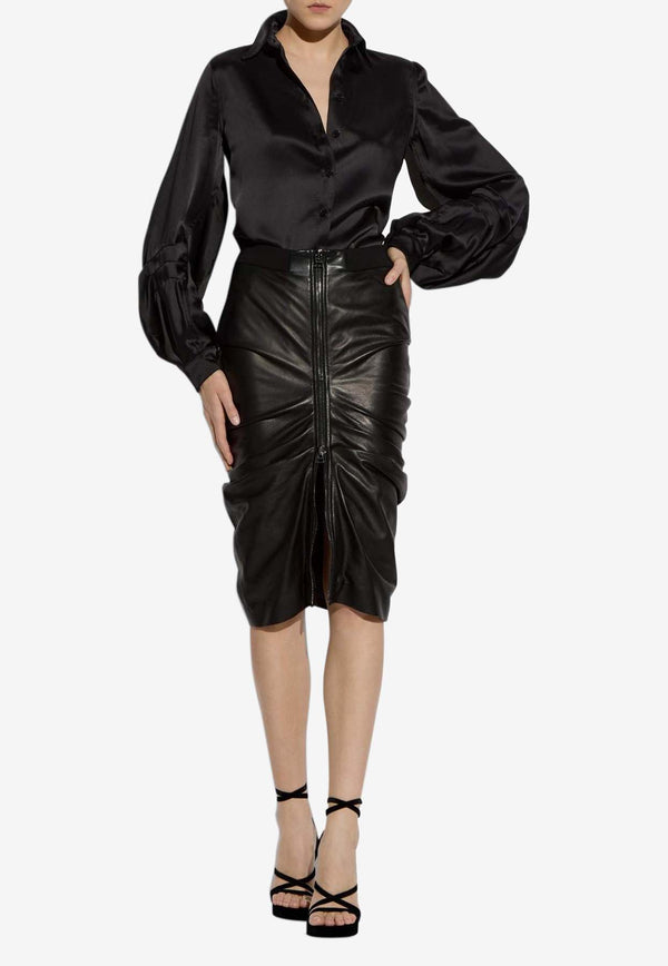 Tom Ford Balloon Sleeves Satin Shirt Black CAD023-DEX186 LB999