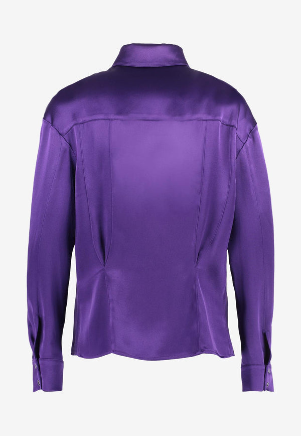 Tom Ford Long-Sleeved Satin Shirt CAD026-DEX186 GV461 Purple