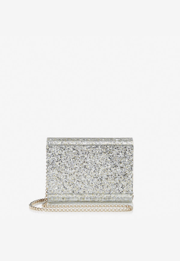 Jimmy Choo Candy Glittered Clutch Bag CANDY COC CHAMPAGNE Champagne