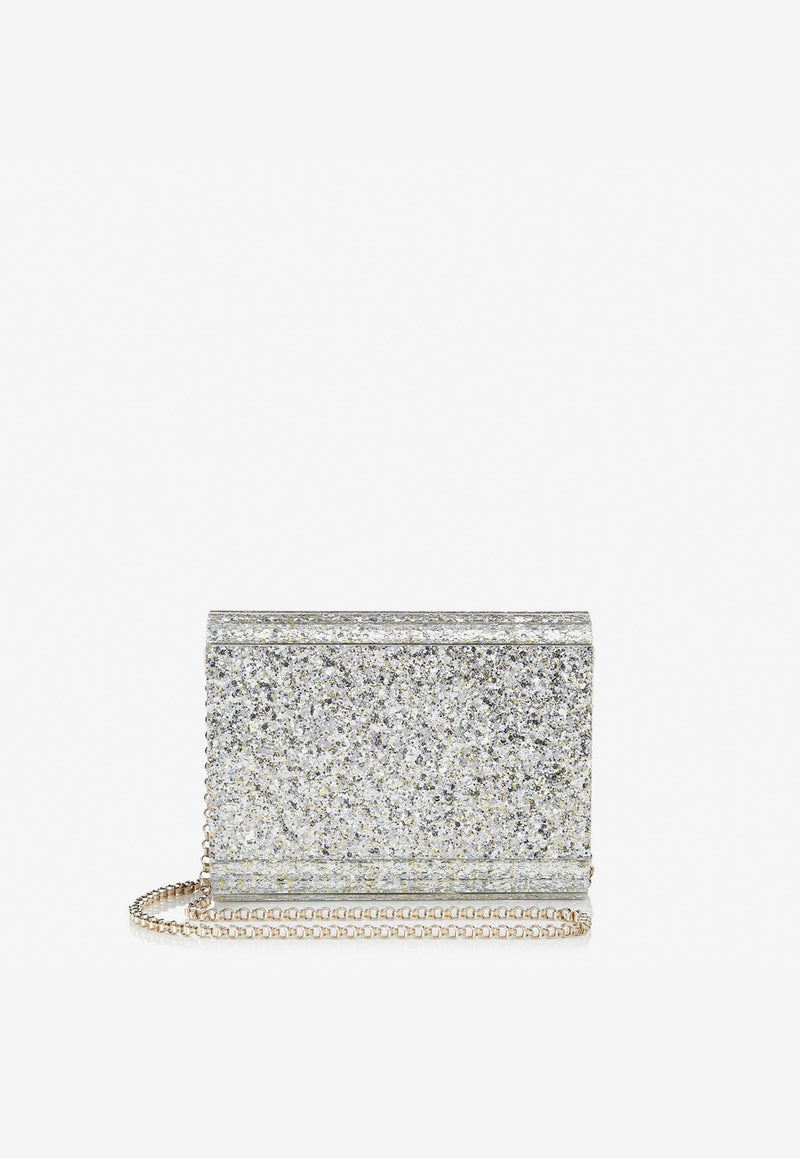 Jimmy Choo Candy Glittered Clutch Bag CANDY COC CHAMPAGNE Champagne