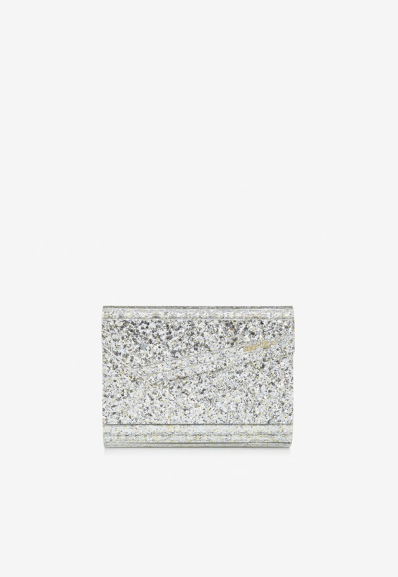 Jimmy Choo Candy Glittered Clutch Bag CANDY COC CHAMPAGNE Champagne