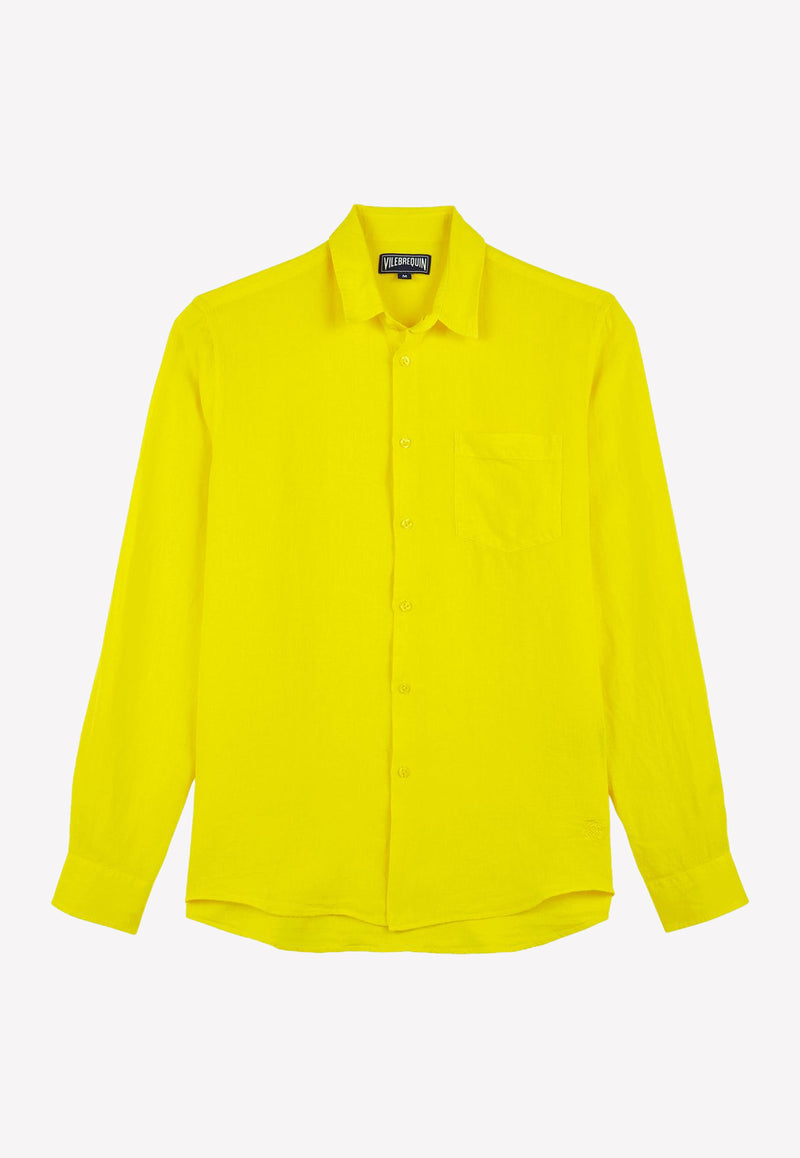 Vilebrequin Caracal Long-Sleeved Cotton Shirt Yellow CCAE9V00-105