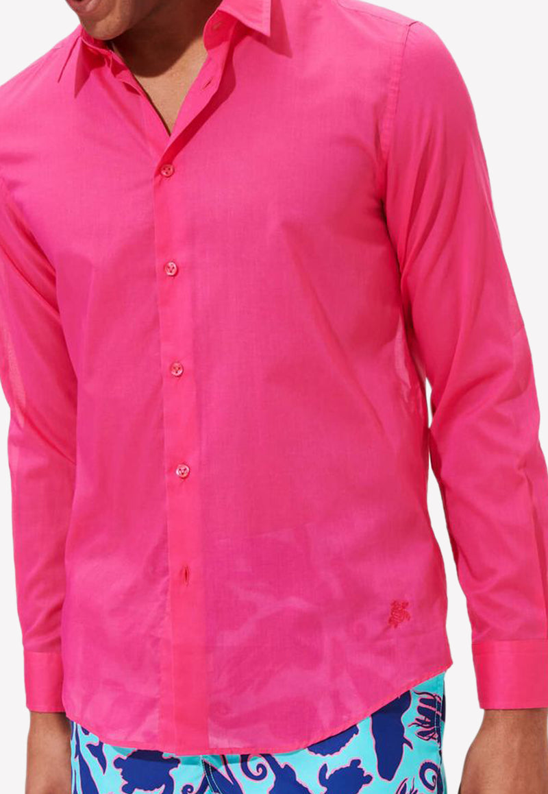 Vilebrequin Caracal Long-Sleeved Cotton Shirt Pink CCAE9V00-157