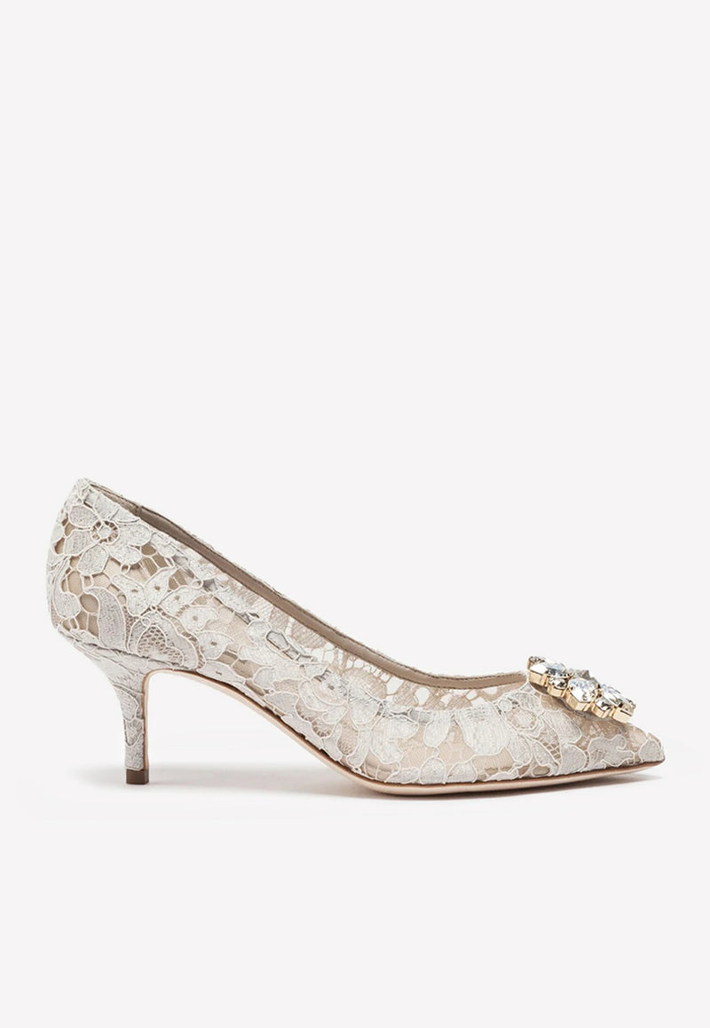 Dolce 
Gabbana Bellucci 60 Crystal Embellished Pumps in Taormina Lace White CD0066 AL198 80005