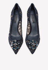 Dolce 
Gabbana Bellucci 60 Lace Pumps with Brooch Detail Navy CD0066 AL198 80652