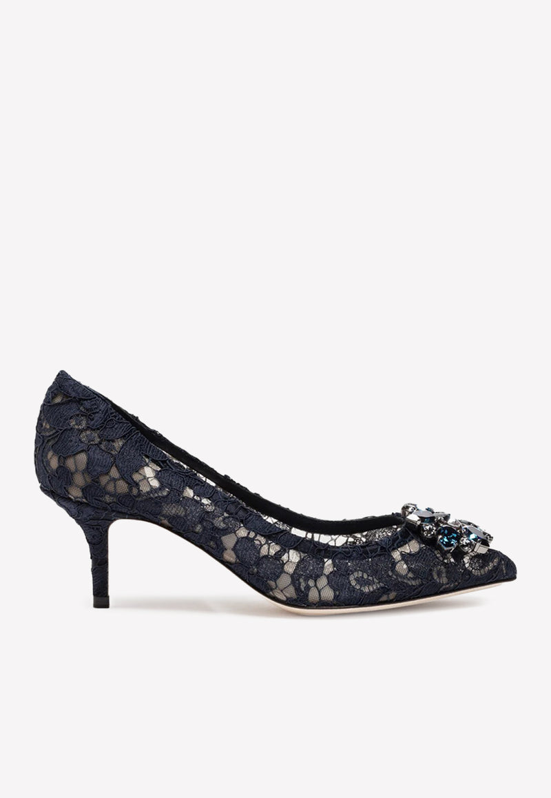 Dolce 
Gabbana Bellucci 60 Lace Pumps with Brooch Detail Navy CD0066 AL198 80652