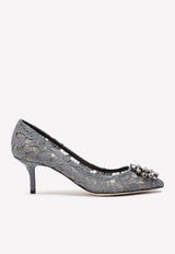 Dolce 
Gabbana Bellucci 60 Lace Pumps with Brooch Detail Grey CD0066 AL198 80725