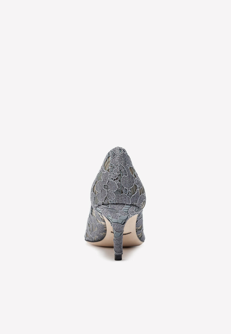 Dolce 
Gabbana Bellucci 60 Lace Pumps with Brooch Detail Grey CD0066 AL198 80725