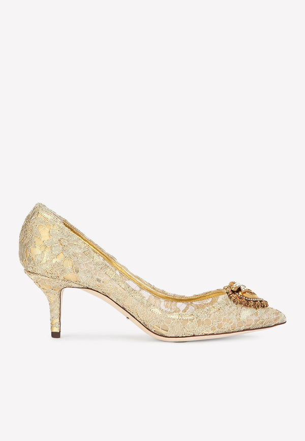 Dolce 
Gabbana Bellucci 60 Lurex Lace Pumps with Brooch Detail Gold CD0066 AY637 80997