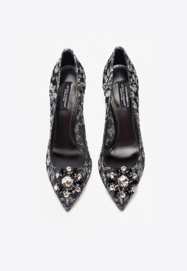 Dolce 
Gabbana Bellucci 90 Taormina Lace Pumps with Crystal Detail Grey CD0101 AE637 87505