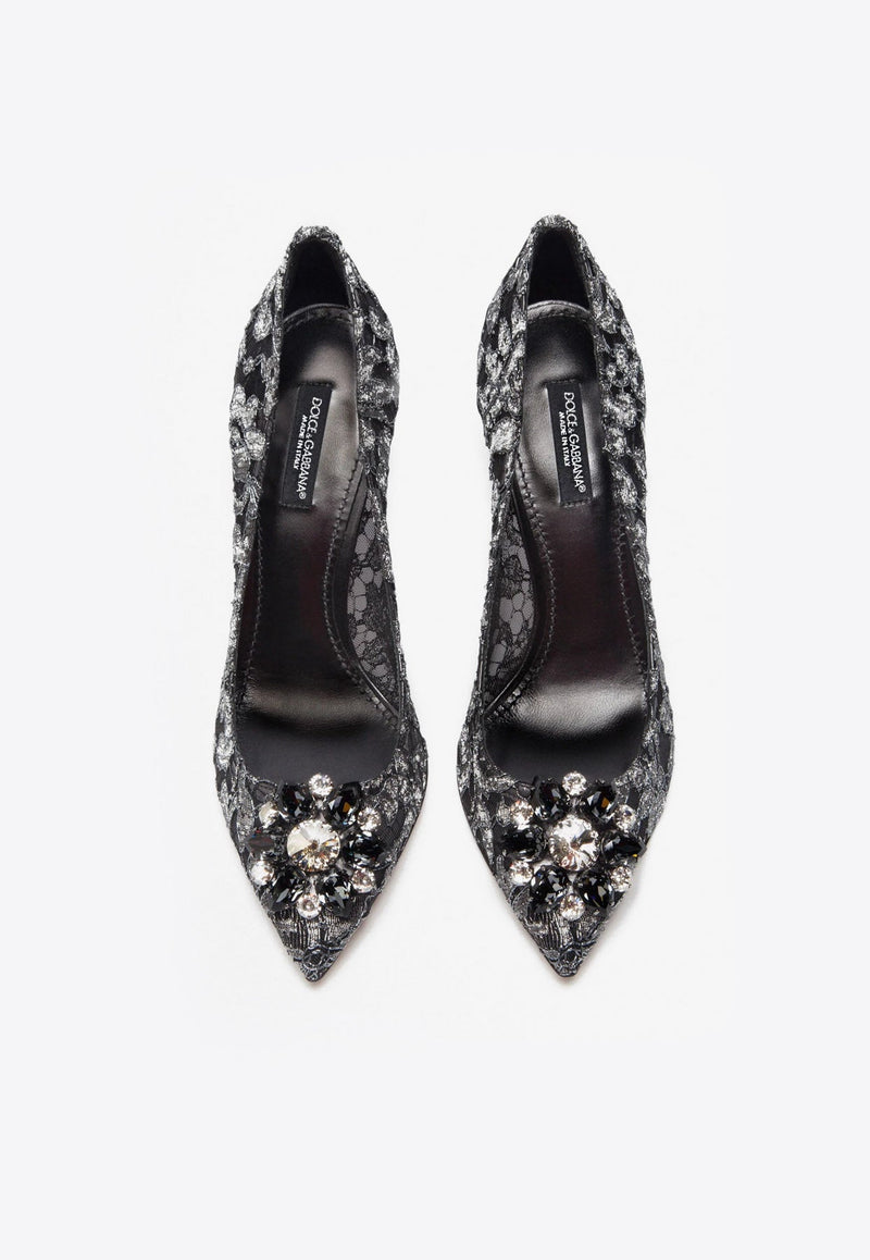 Dolce 
Gabbana Bellucci 90 Taormina Lace Pumps with Crystal Detail Grey CD0101 AE637 87505