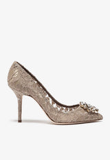 Dolce 
Gabbana Bellucci 90 Taormina Lace Pumps with Crystal Detail Beige CD0101 AL198 80703