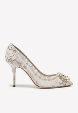 Dolce 
Gabbana Bellucci 90 Crystal Embellished Pumps in Taormina Lace White CD0101 AL198 80005