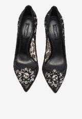 Dolce 
Gabbana Bellucci 90 Crystal Embellished Pumps in Taormina Lace Black CD0101 AL198 80999