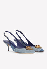 Dolce 
Gabbana Devotion 60 Slingback Pumps in Denim Blue CG0480 AO621 8M800