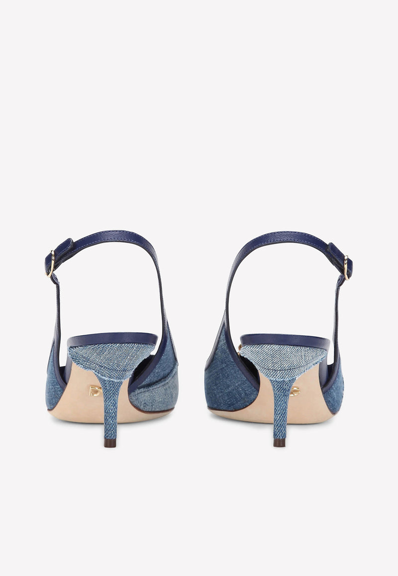 Dolce 
Gabbana Devotion 60 Slingback Pumps in Denim Blue CG0480 AO621 8M800