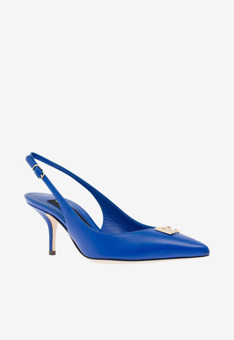 Dolce 
Gabbana Cardinale 60 DG Logo Slingback Pumps in Calf Leather CG0501 AQ994 80623 Blue