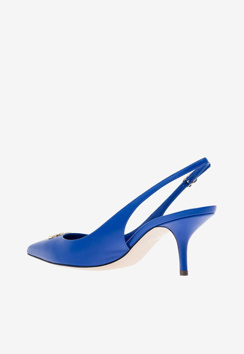 Dolce 
Gabbana Cardinale 60 DG Logo Slingback Pumps in Calf Leather CG0501 AQ994 80623 Blue