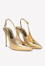 Dolce 
Gabbana Cardinale 105 Metallic Slingback Pumps in Calf Leather Gold CG0590 AY828 89869