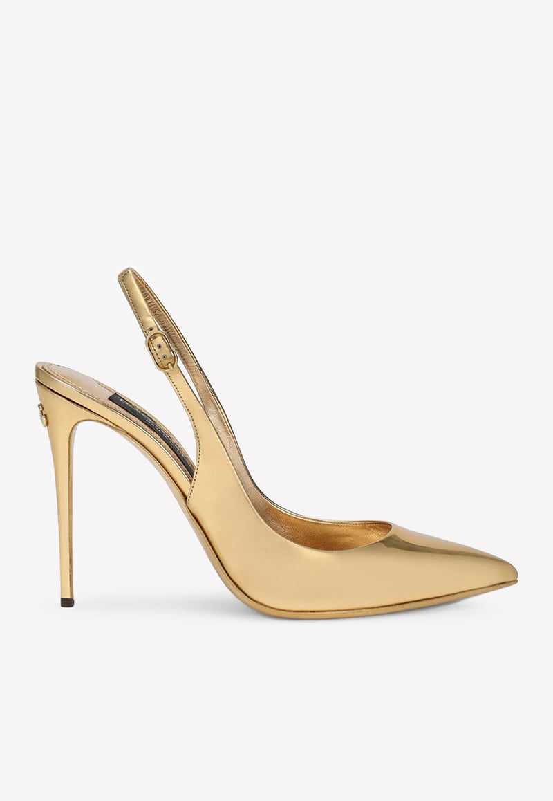 Dolce 
Gabbana Cardinale 105 Metallic Slingback Pumps in Calf Leather Gold CG0590 AY828 89869