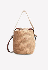 Chloé Small Woody Raffia Bucket Bag CHC22SS381G55101 WHITE    Natural