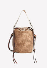 Chloé Small Woody Raffia Bucket Bag CHC22SS381G55101 WHITE    Natural