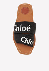 Chloé Black Woody Logo Flat Mules CHC22U188Z3001 BLACK