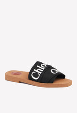 Chloé Black Woody Logo Flat Mules CHC22U188Z3001 BLACK