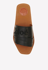 Chloé Logo Woody Flat Mules Black CHC22W188BF001 BLACK