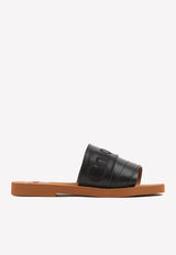 Chloé Logo Woody Flat Mules Black CHC22W188BF001 BLACK