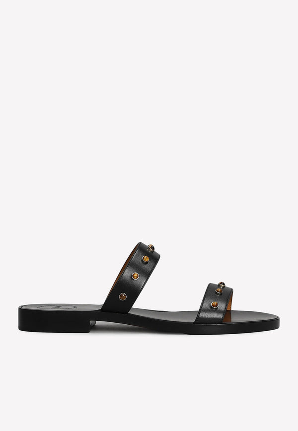 Chloé Aurna Flat Mules in Leather Black CHC23S768B7001 BLACK