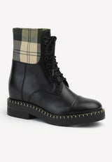 Chloé X Barbour Checked Combat Boots Black CHC23S792CH001 BLACK