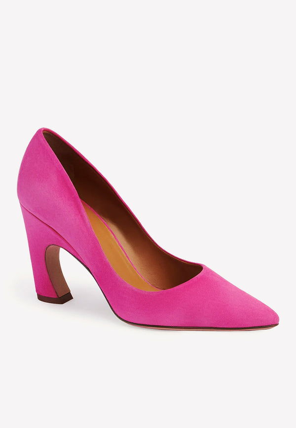 Chloé Oli 90 Suede Pumps Fuchsia CHC23S817CJ6Q2 DARK PEONY