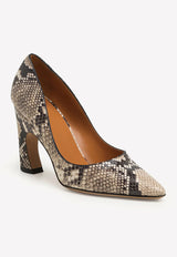 Chloé Oli 90 Python-Effect Leather Pumps Gray CHC23S817CT091 ETERNAL GREY