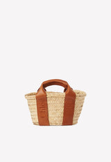 Chloé Logo Beach Bag in Leather And Raffia Beige CHC23SS304J66247 CARAMEL