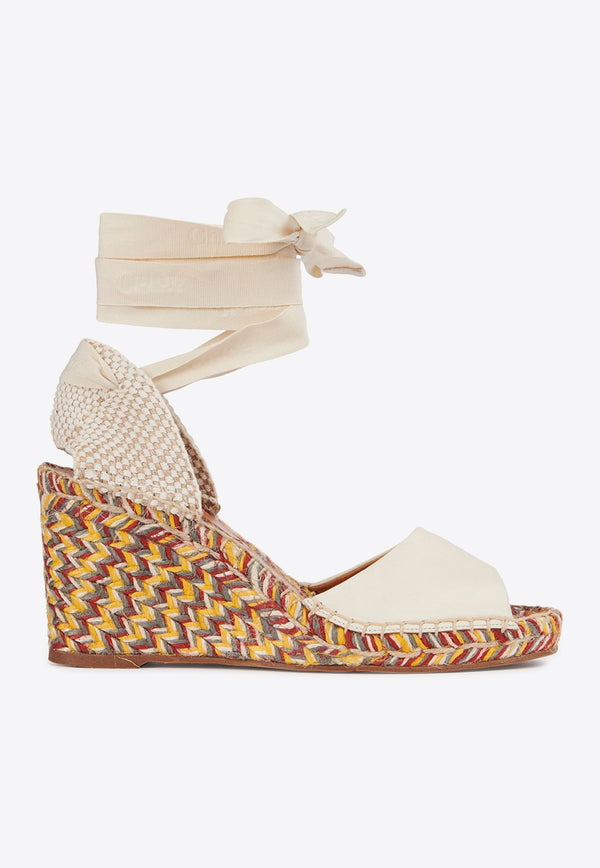 Chloé Piia 80 Wedge Espadrilles Eggshell CHC23U836DM122 EGGSHELL