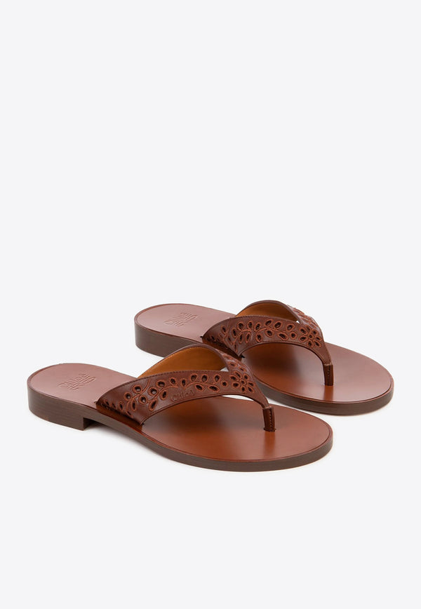 Chloé X Eres Paz Flat Sandal Red CHC23U848DW645 RED OCHRE