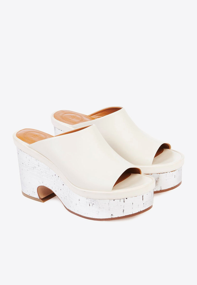 Chloé Oli 85 Platform Mules White CHC23U863D9101 WHITE