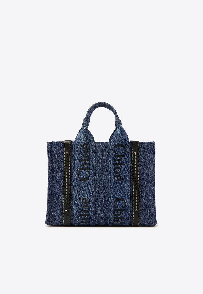 Chloé Small Woody Denim Tote Bag Denim CHC23US397K3545D DENIM