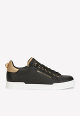 Dolce 
Gabbana Logo Portofino Sneakers in Nappa Leather CK1602 AN298 8E831 Black