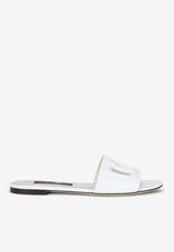 Dolce 
Gabbana DG Logo Slides in Calf Leather CQ0436 AY329 80001 White