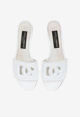 Dolce 
Gabbana DG Logo Slides in Calf Leather CQ0436 AY329 80001 White