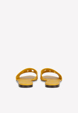 Dolce 
Gabbana DG Logo Slides in Calf Leather Yellow CQ0436 AY329 80220