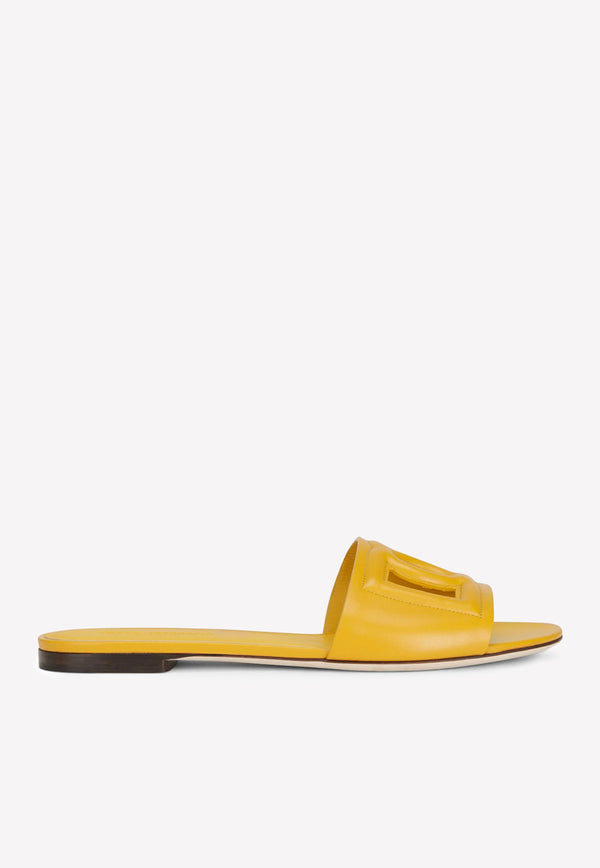 Dolce 
Gabbana DG Logo Slides in Calf Leather Yellow CQ0436 AY329 80220