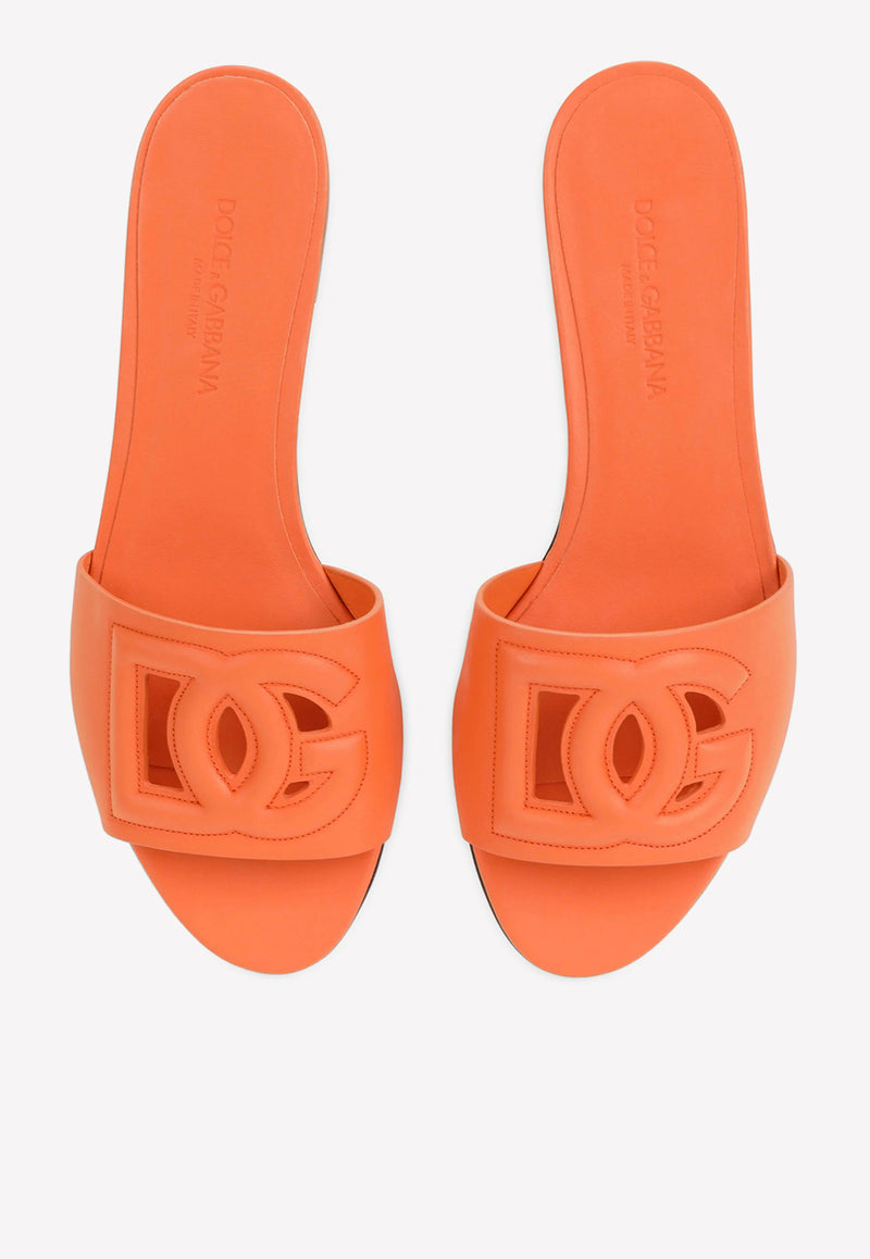 Dolce 
Gabbana DG Millennials Slides in Calf Leather Orange CQ0436 AY329 80244