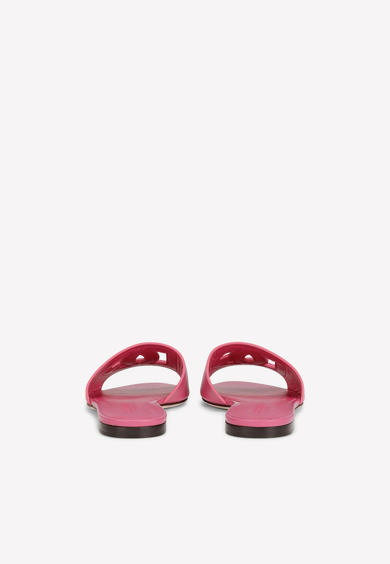 Dolce 
Gabbana DG Logo Slides in Calf Leather Pink CQ0436 AY329 80441